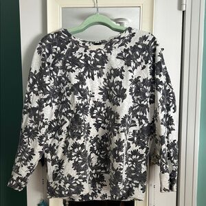 J. Crew Monochrome Floral Knit Top L